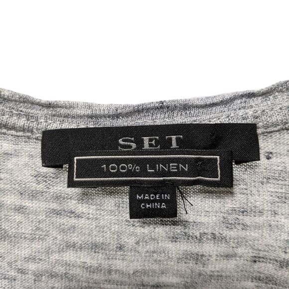 SET Gray Linen Oversized Cropped T-Shirt 2 - Picture 3 of 6